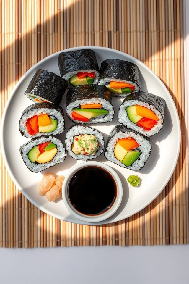 colorful vegetable sushi rolls