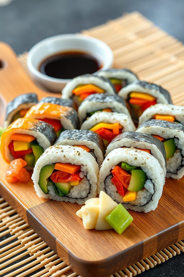 colorful vegetable sushi rolls