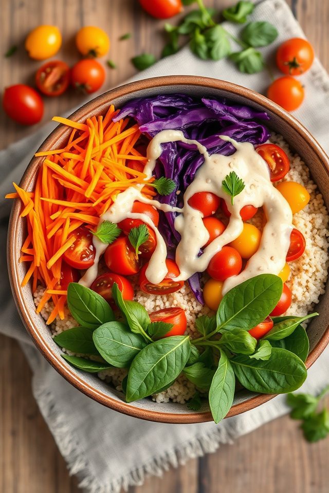 colorful vegetable tahini bowl