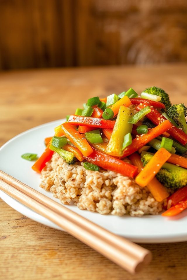 colorful vegetables stir fried