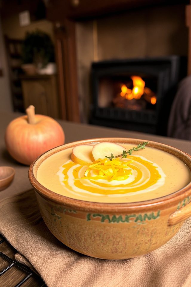 comforting apple cheddar soup