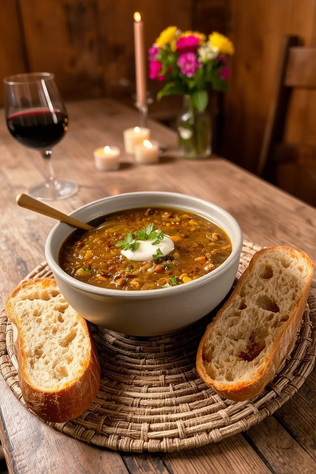 comforting lentil bread meal