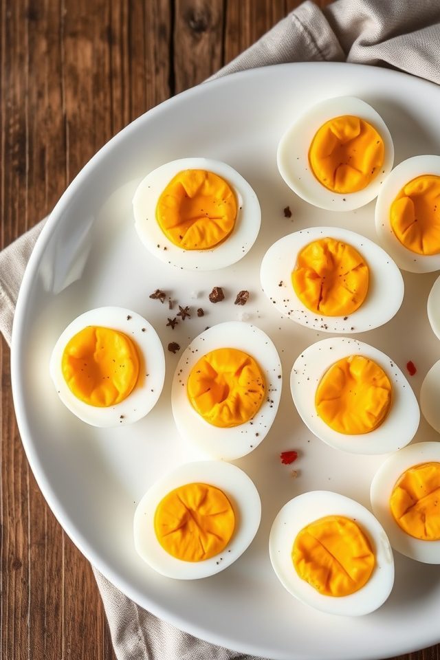 cooked peeled boiled eggs