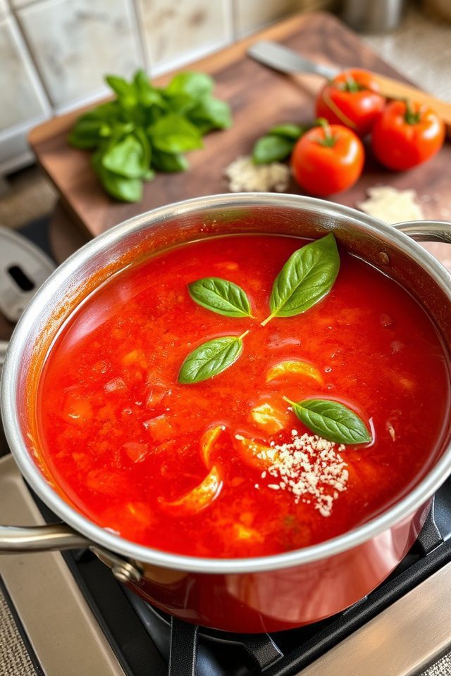 cooking fresh tomato sauce