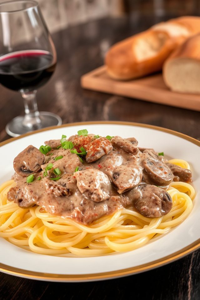 creamy beef mushroom dish
