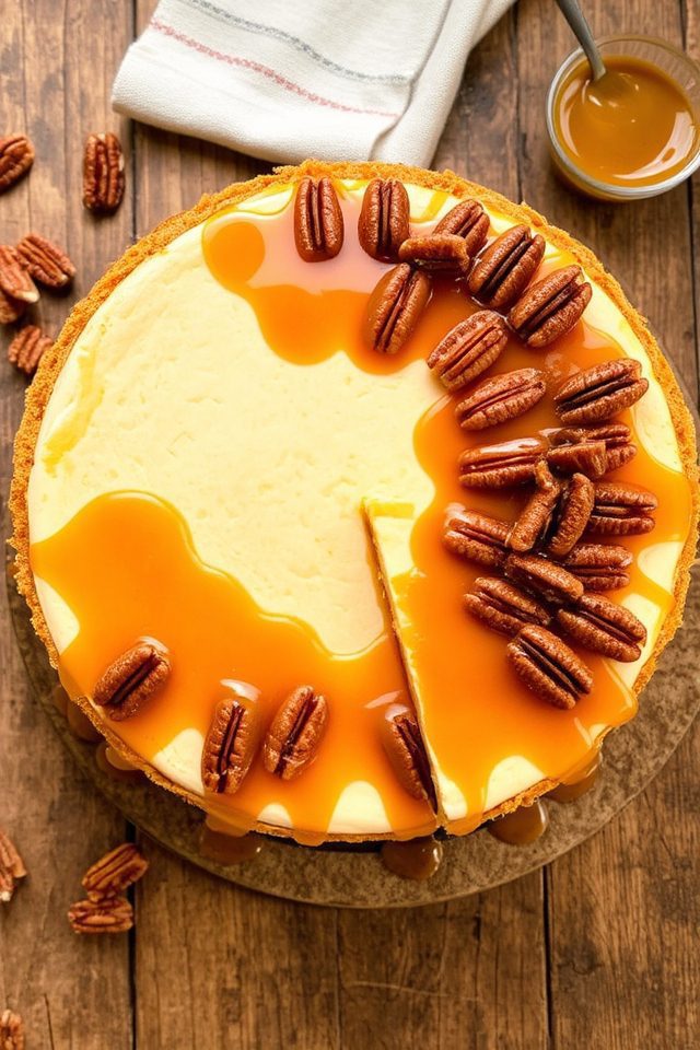creamy caramel pecan cheesecake
