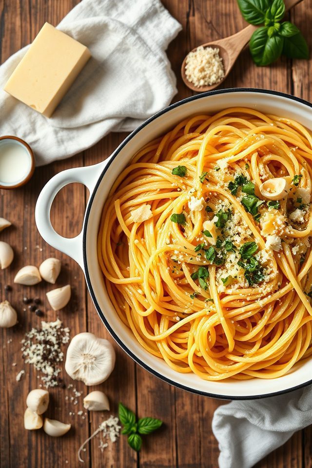 creamy cheesy garlic pasta
