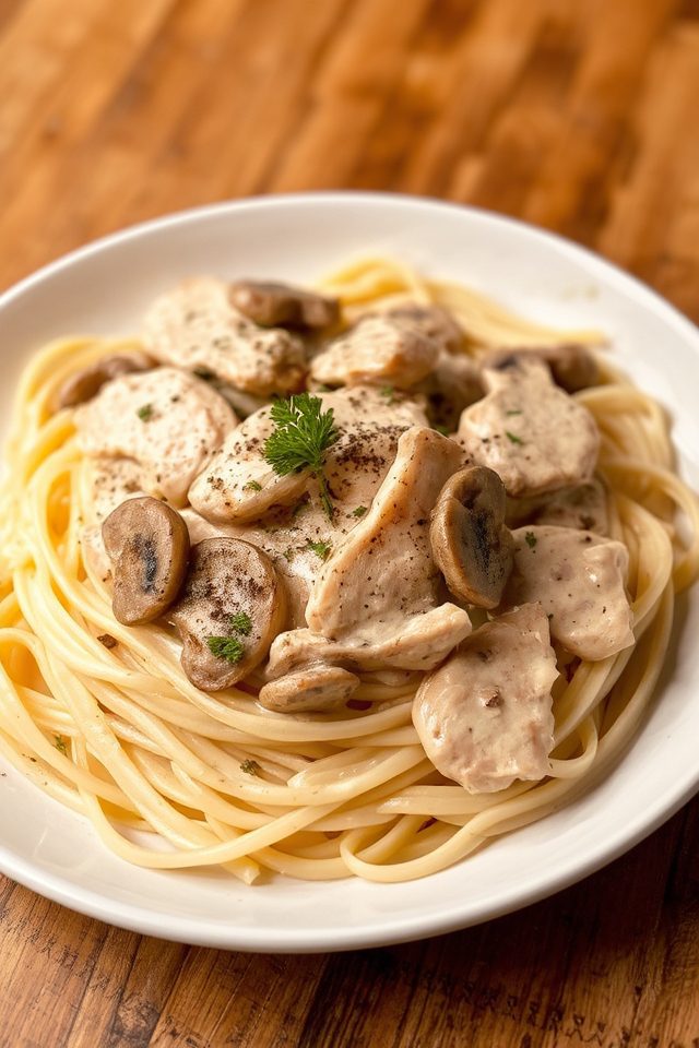 creamy chicken mushroom pasta