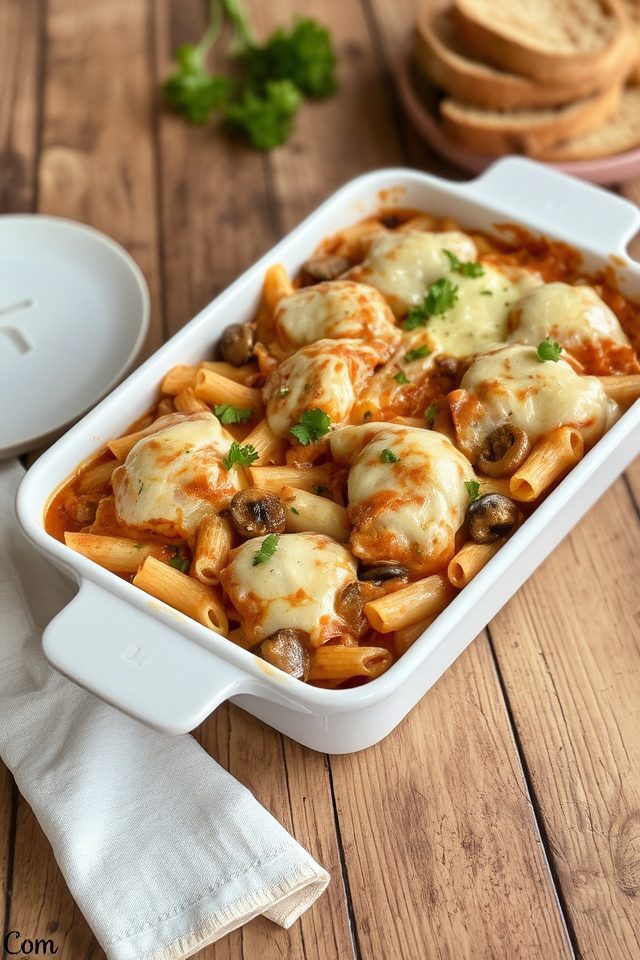creamy chicken pasta bake