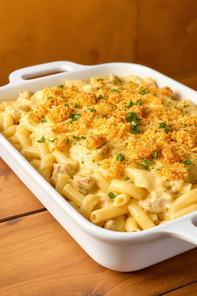 creamy chicken pasta bake