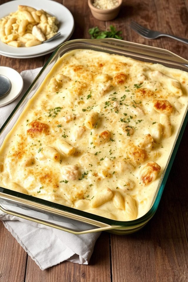 creamy chicken pasta casserole