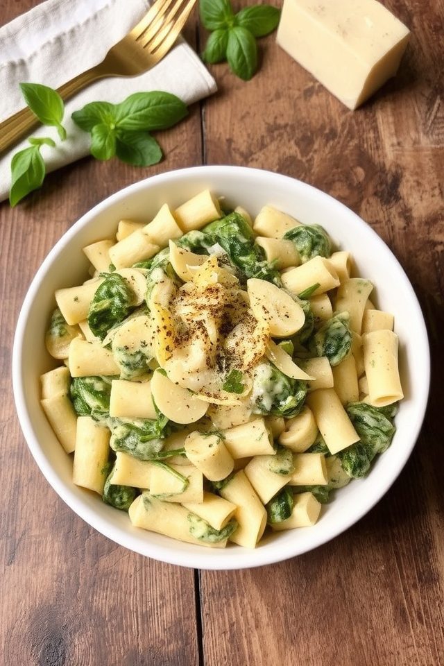 creamy garlicky spinach pasta