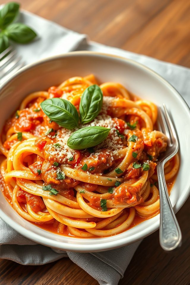 creamy herb tomato pasta