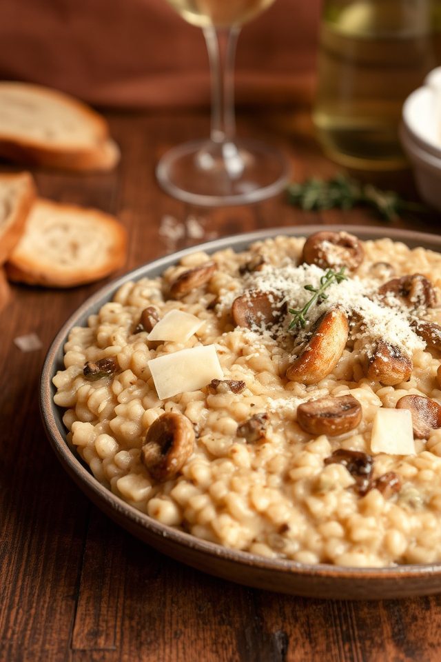 creamy jackfruit mushroom risotto