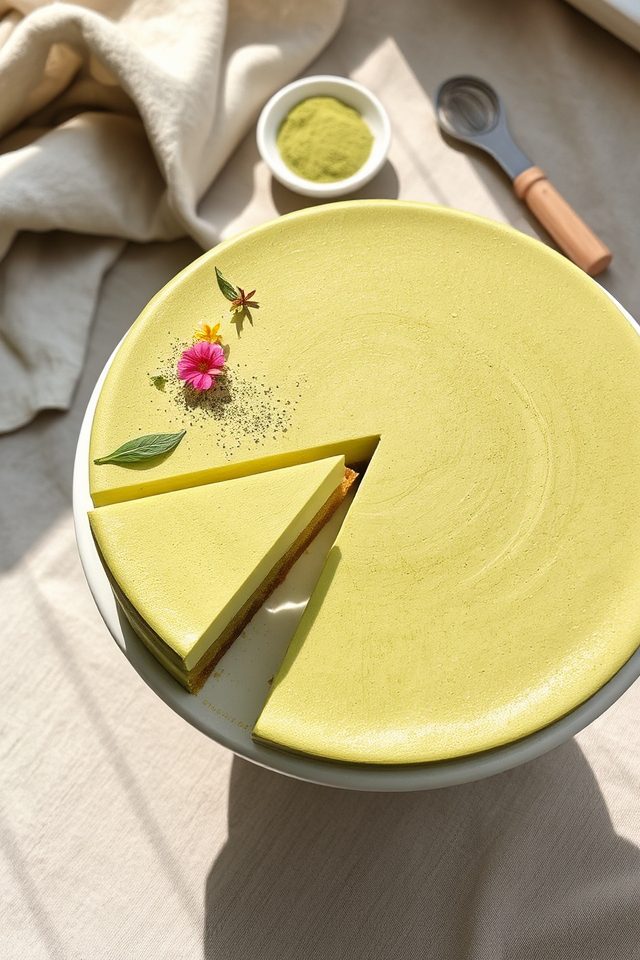 creamy matcha cheesecake elegance