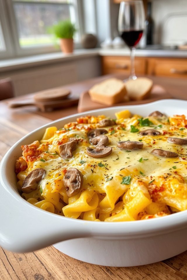 creamy mushroom pasta bake
