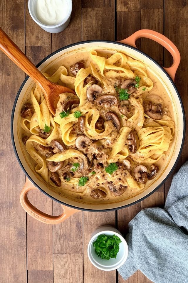 creamy one pot beef stroganoff