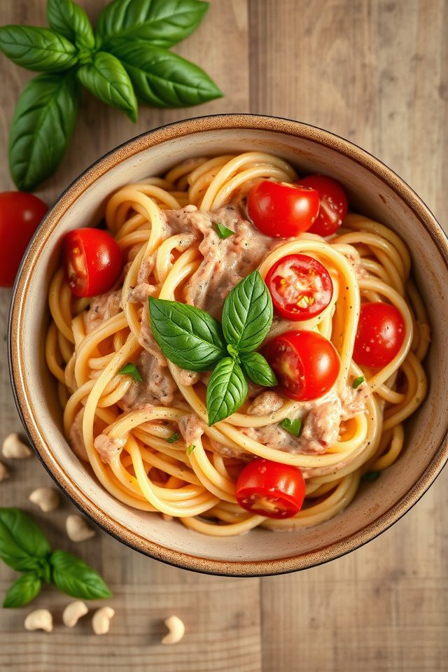 creamy pasta with basil
