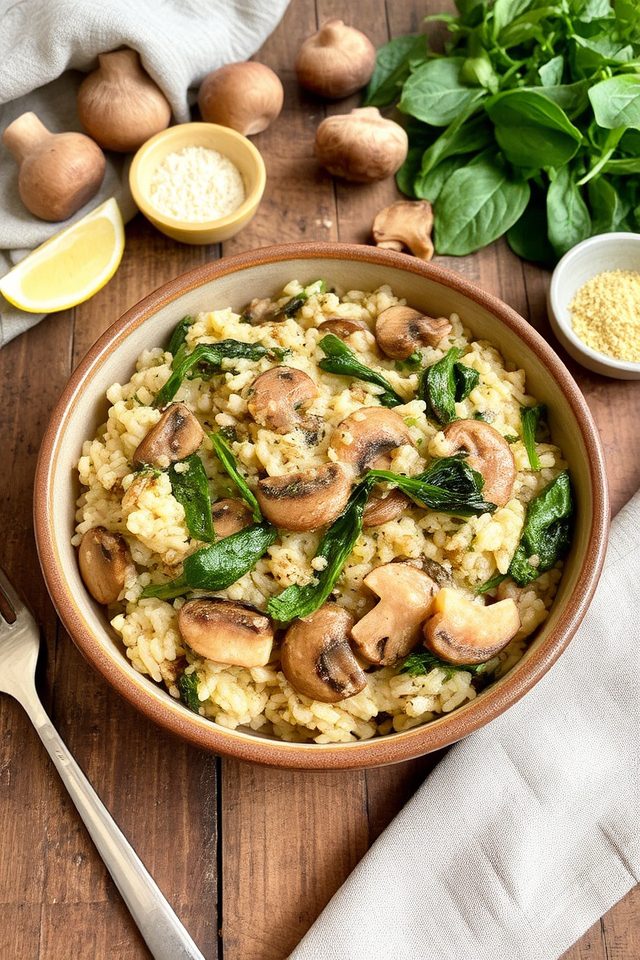 creamy plant based mushroom risotto