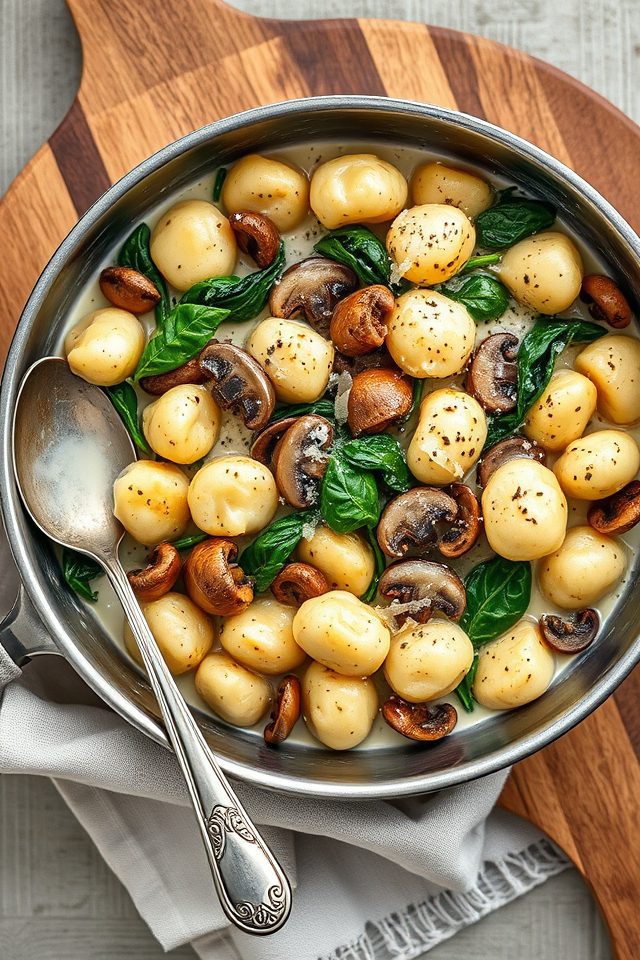 creamy spinach mushroom gnocchi