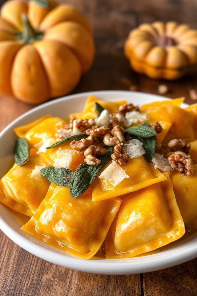 creamy squash filled ravioli