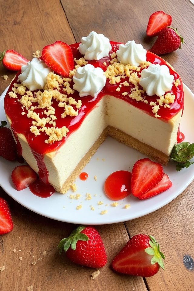 creamy strawberry cake layers