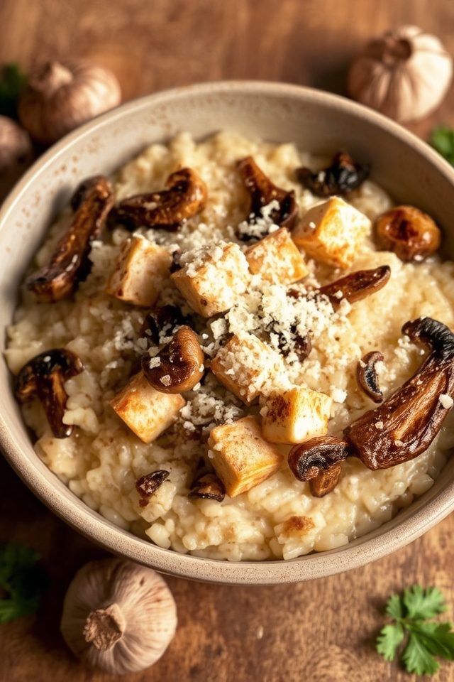 creamy tofu mushroom risotto