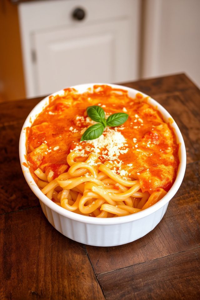 creamy tomato pasta bake