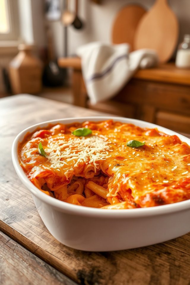 creamy tomato pasta bake