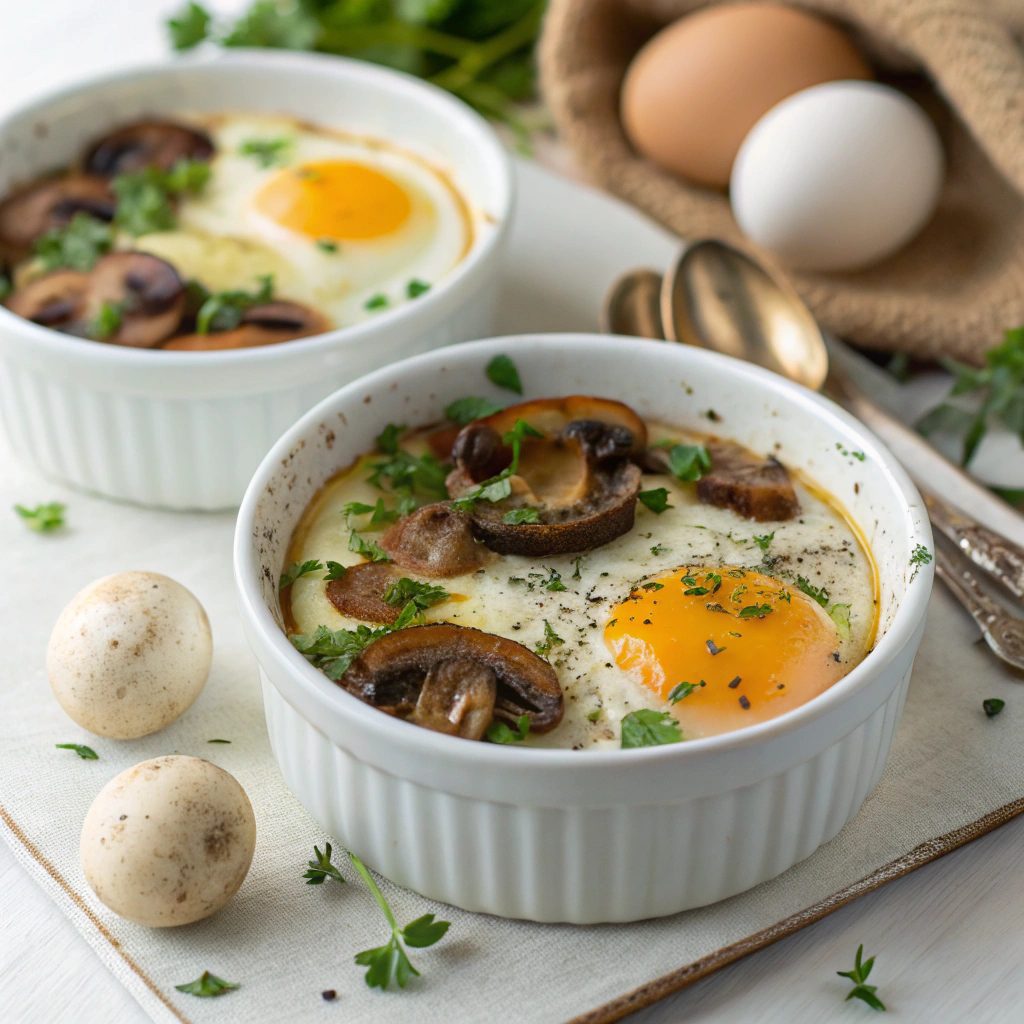Elegant Eggs En Cocotte With Mushrooms Recipe