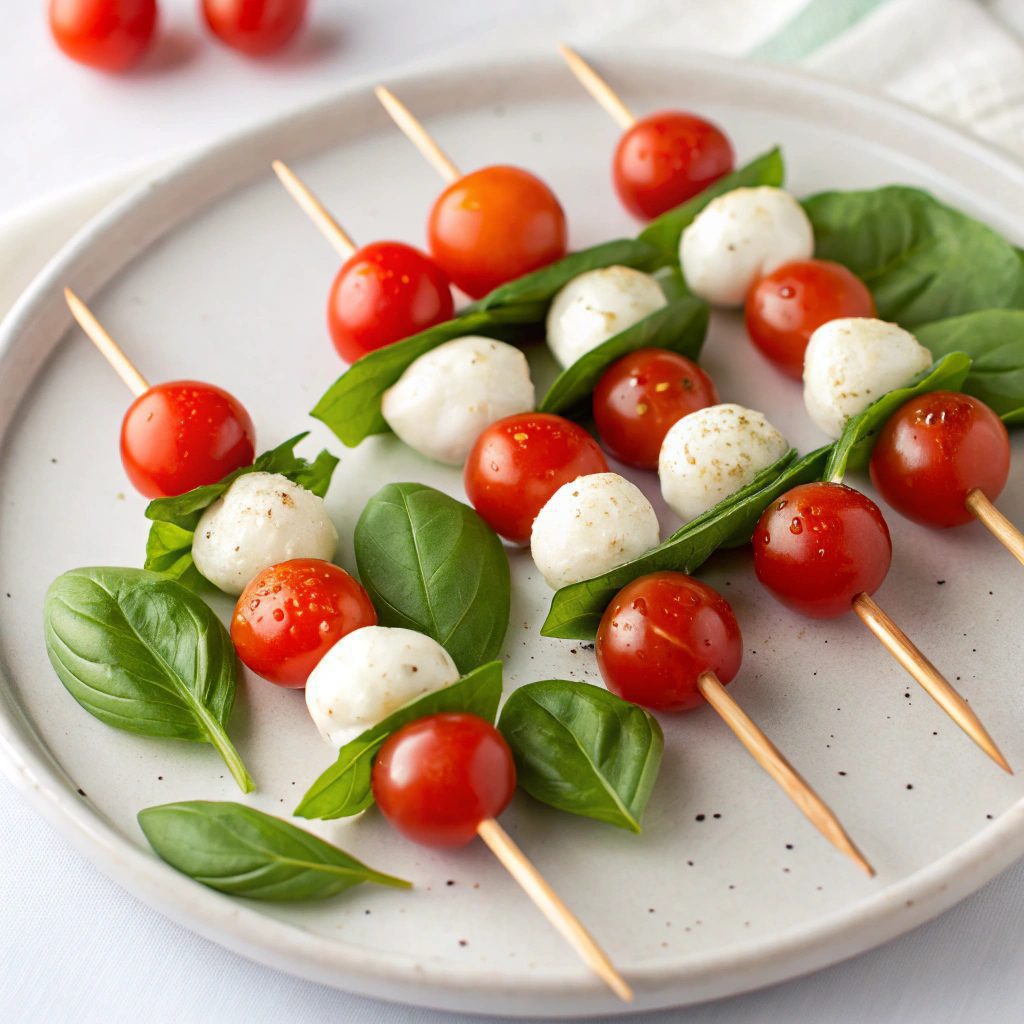 Easy Mini Caprese Skewers Recipe!