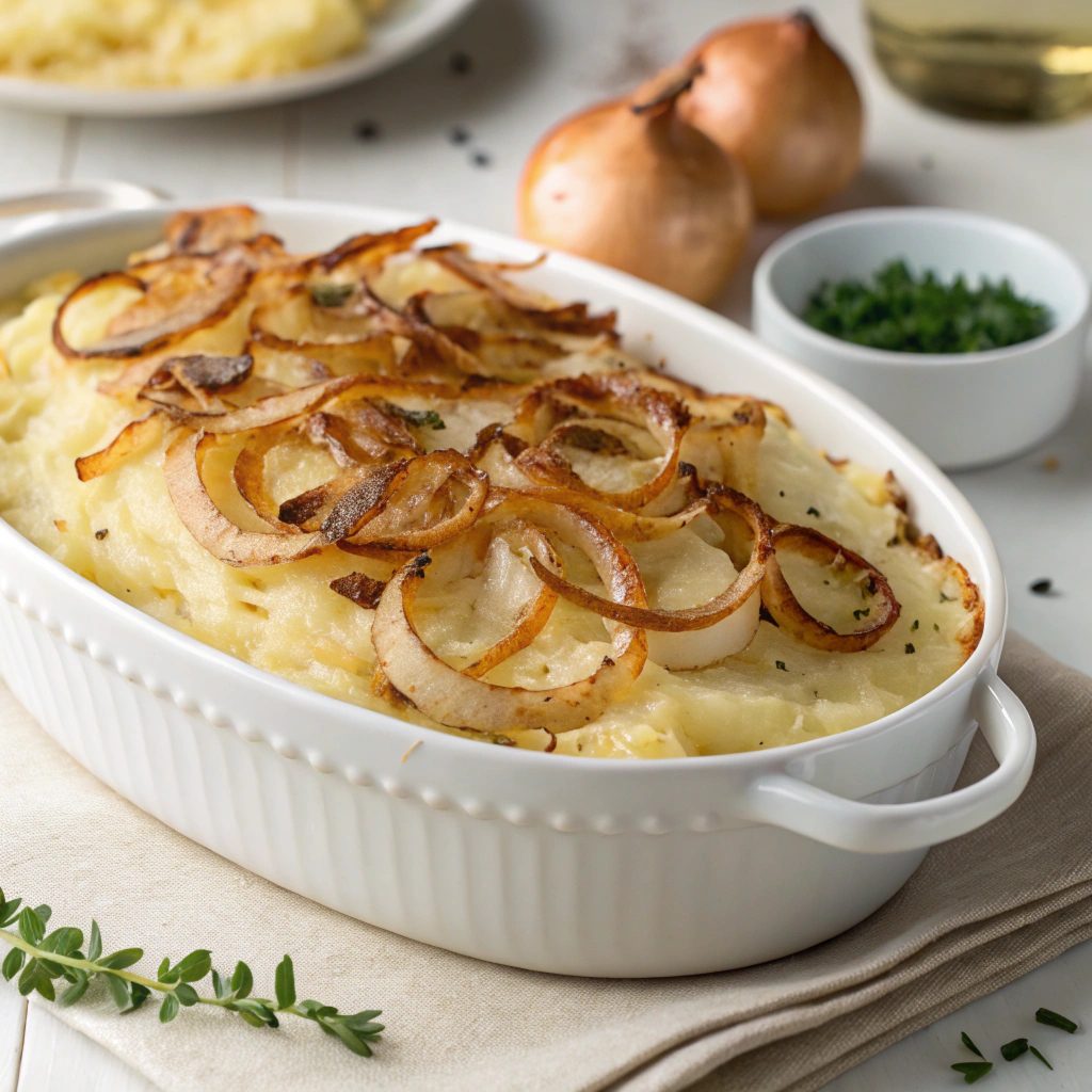 Mashed Potato Gratin With Caramelized Onions