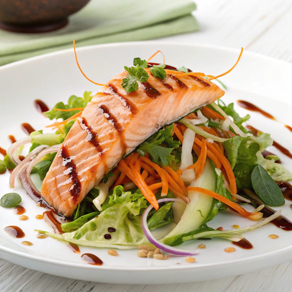 Asian Salmon Salad Soy Dressing