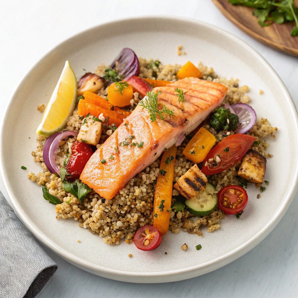 Salmon Quinoa Salad With Roasted Vegetables