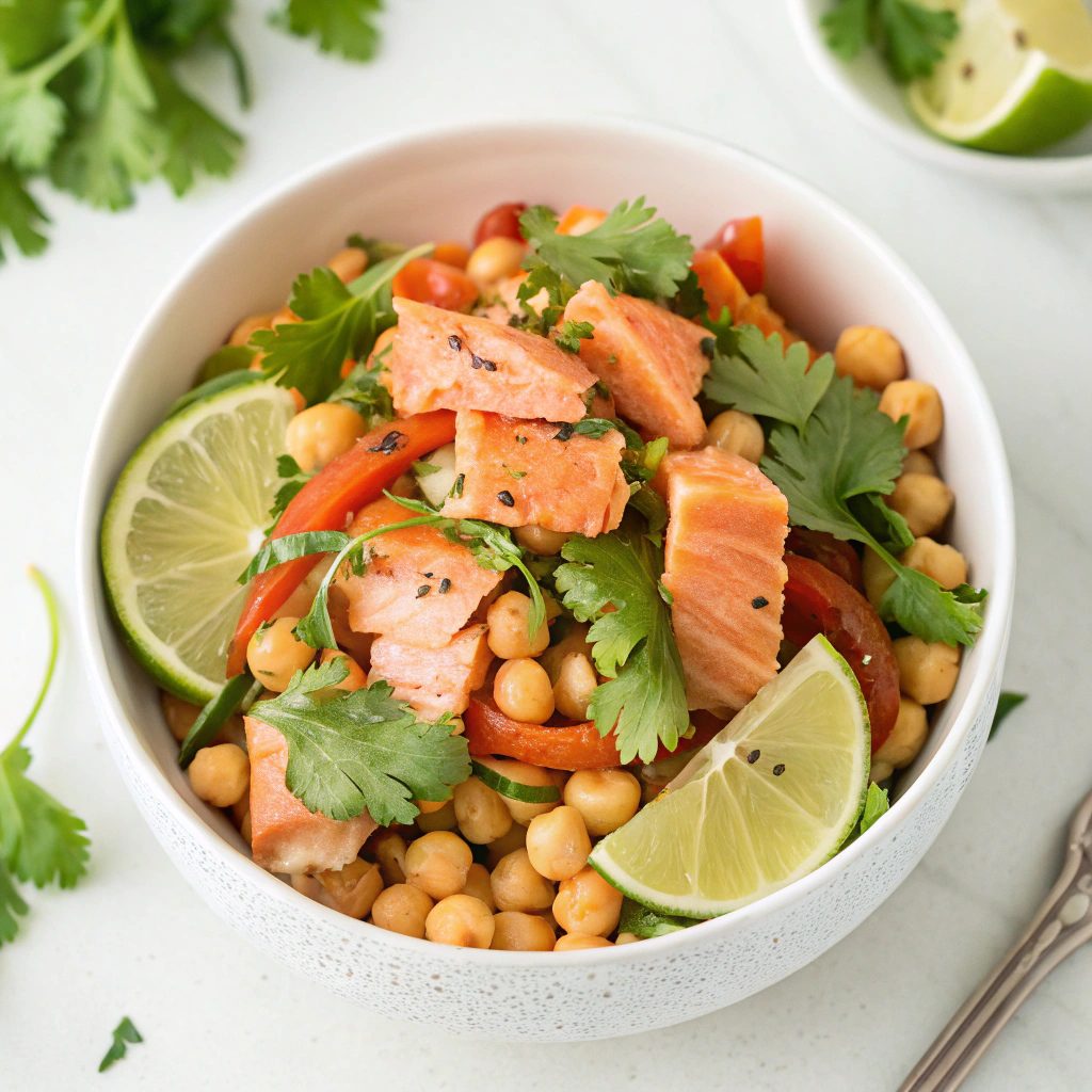 Spicy Salmon Salad With Chickpeas and Cilantro