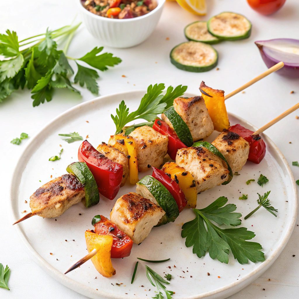 Grilled Chicken And Vegetable Kabobs Recipe!