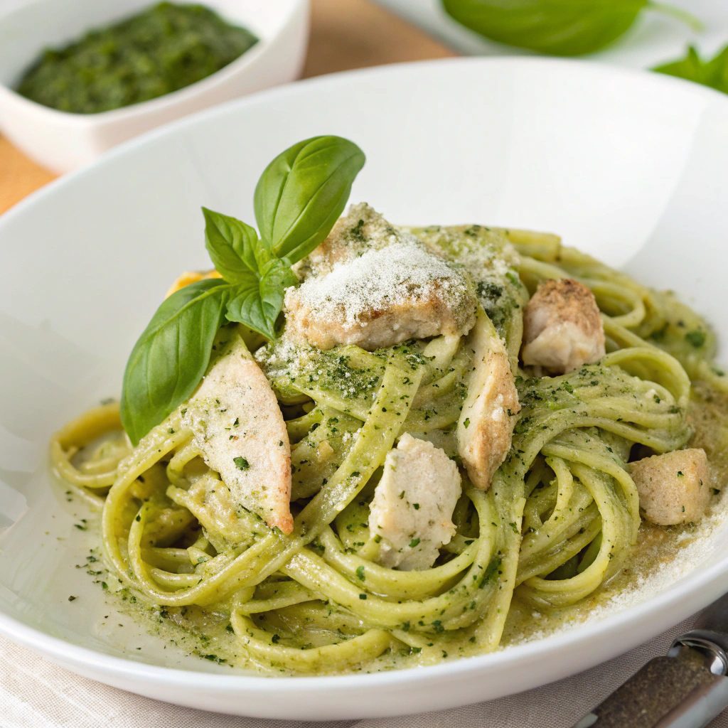 Creamy Chicken Pesto Linguine Recipe