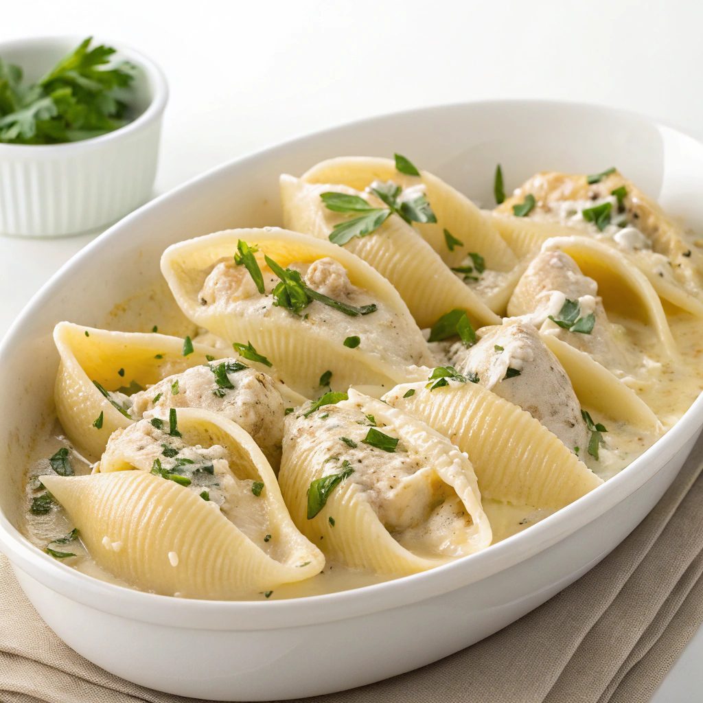 Creamy Garlic Chicken Shells Recipe