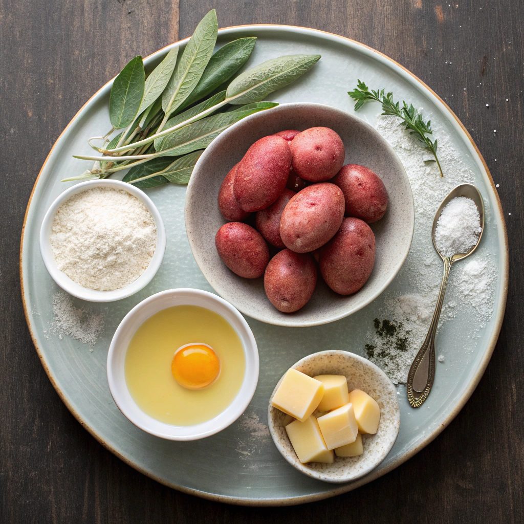 Ingredients for Rustic Red Potato Gnocchi With Brown Butter