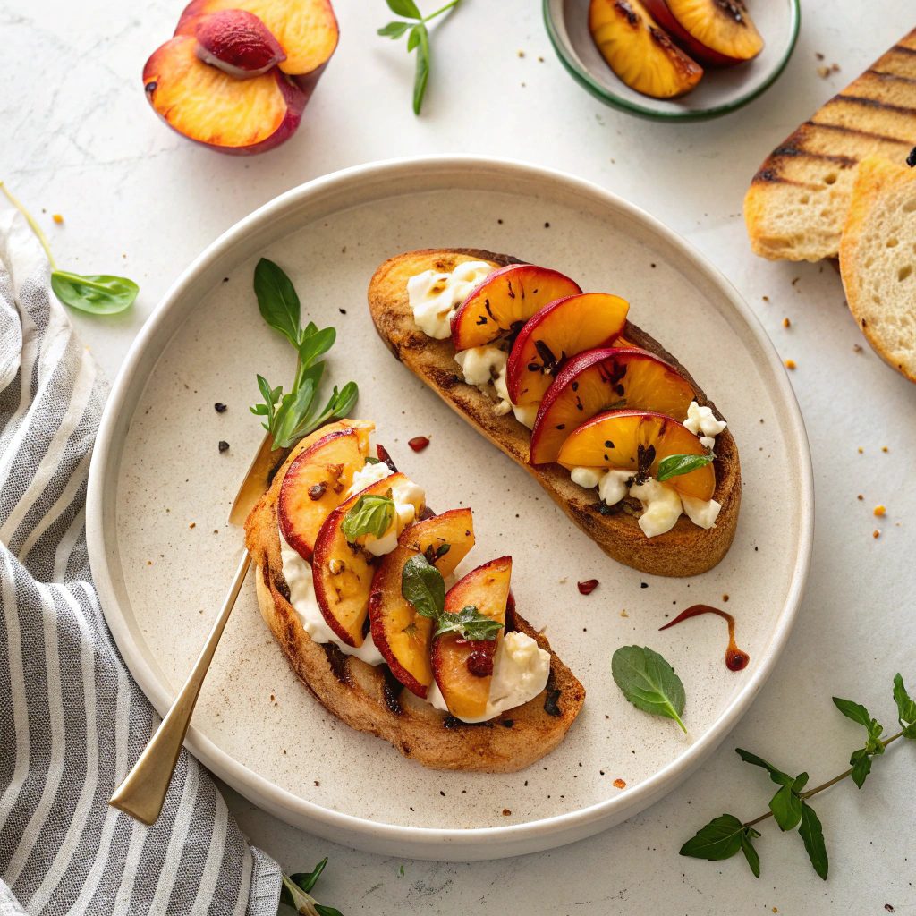 Ingredients for Grilled Peach Bruschetta