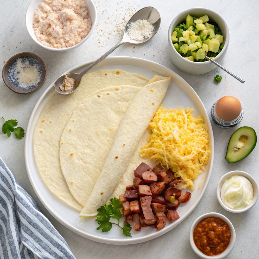 Ingredients For Breakfast Burrito With Mashed Potatoes