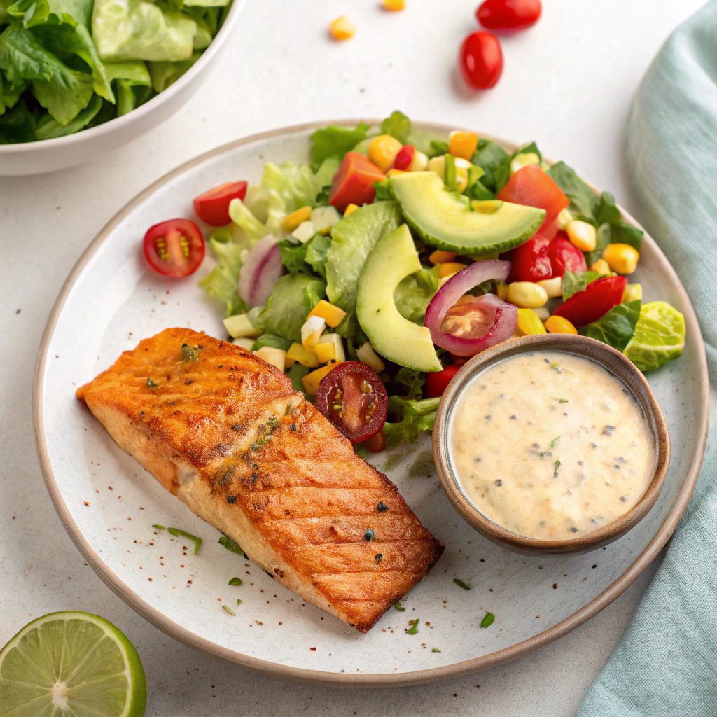 Ingredients For Cajun Salmon Salad With Corn and Bell Peppers