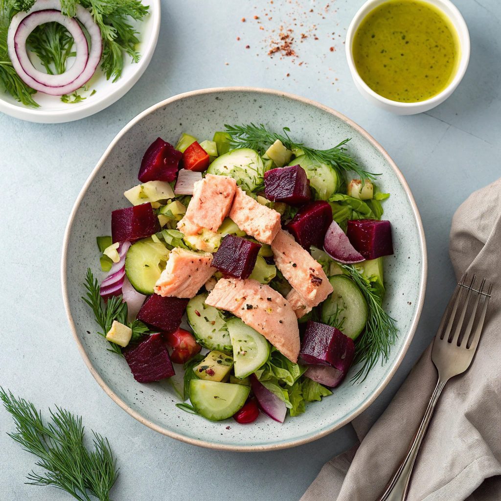 Ingredients For Nordic Salmon Salad With Beets and Dill