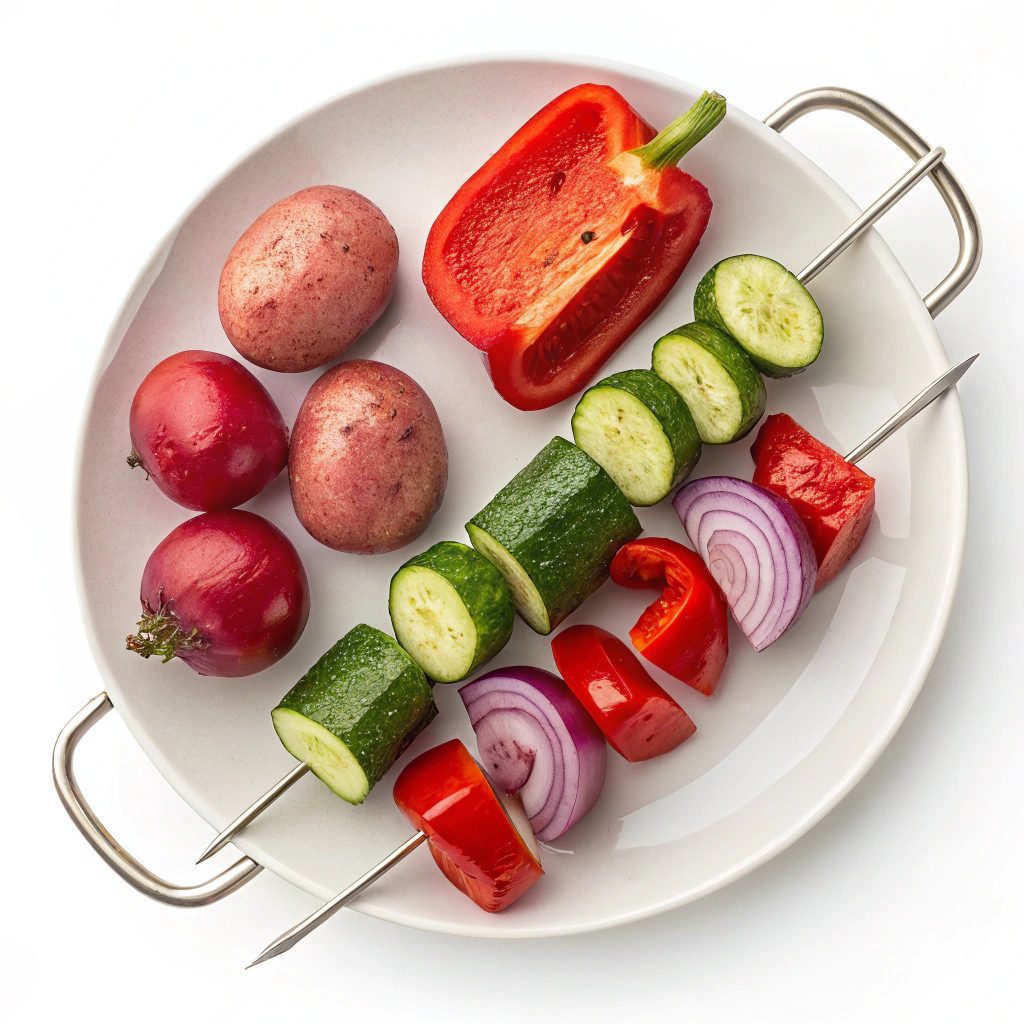 Ingredients for Grilled Red Potato and Vegetable Skewers