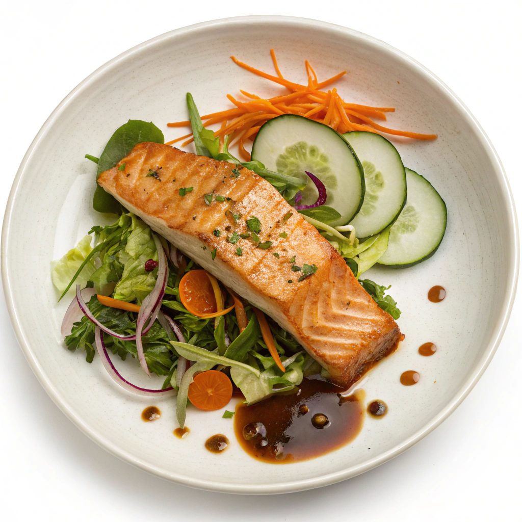 Ingredients For Asian-Style Salmon Salad With Soy Sauce Dressing