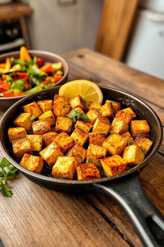 crisp lemon tofu dish