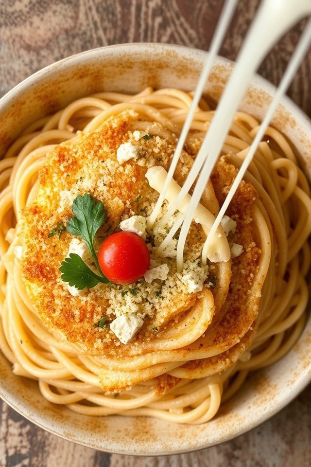 crispy cheesy pasta dish