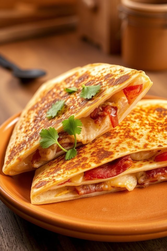 crispy chicken bacon quesadillas