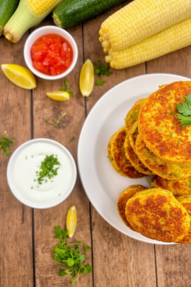 crispy corn zucchini fritters