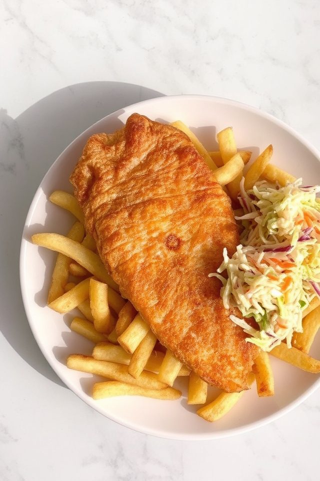 crispy fish with coleslaw